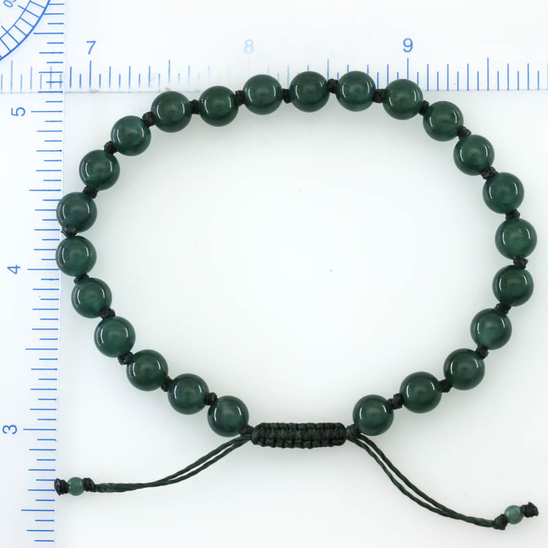 Adjustable Blue-Green Jadeite Jade Bead Bracelet