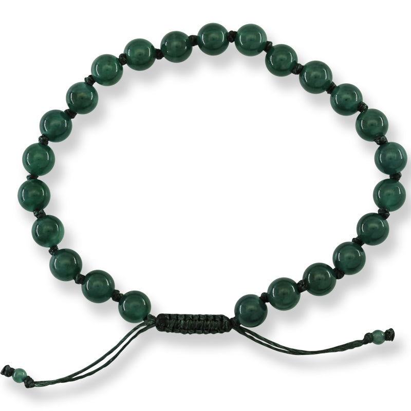 Adjustable Blue-Green Jadeite Jade Bead Bracelet