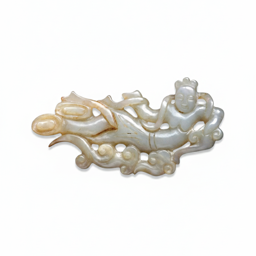 Chinese Ming Antique Jade - Flying Apsaras