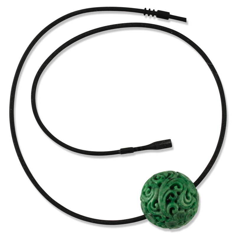 Green Jadeite Jade Carved Floral Bead Necklace