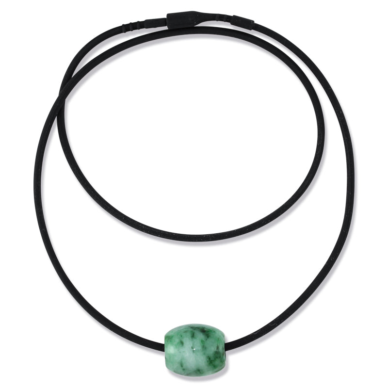 Mottled Green Jadeite Jade Bead Slide Necklace on Cord