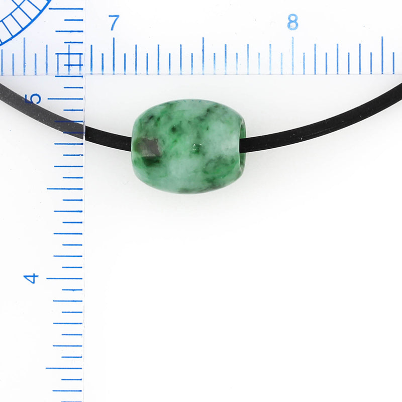 Mottled Green Jadeite Jade Bead Slide Necklace on Cord