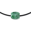 Mottled Green Jadeite Jade Bead Slide Necklace on Cord