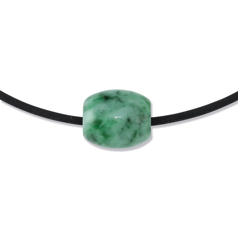 Mottled Green Jadeite Jade Bead Slide Necklace on Cord