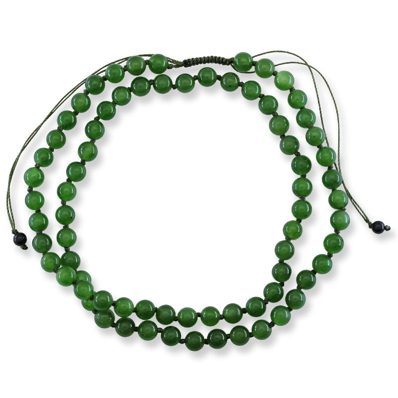 Green Nephrite Jade Adjustable Bead Necklace for Men and Women