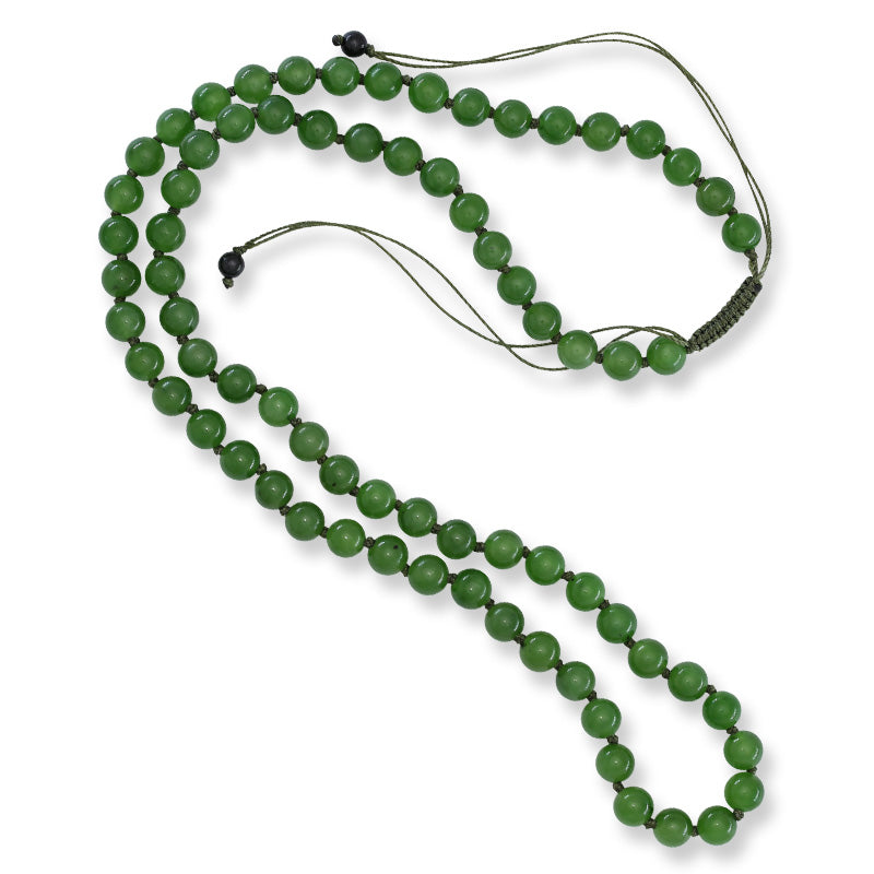 Green Nephrite Jade Adjustable Bead Necklace for Men and Women