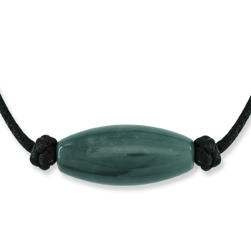 Elongated Barrel Pendant on Cord | Guatemalan Jade for Men