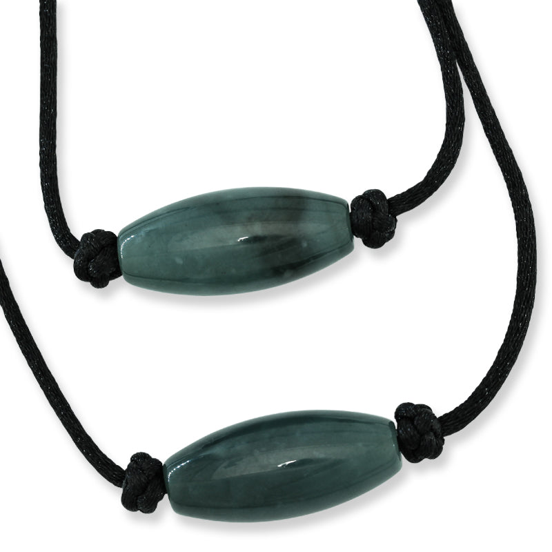 Elongated Barrel Pendant on Cord | Guatemalan Jade for Men