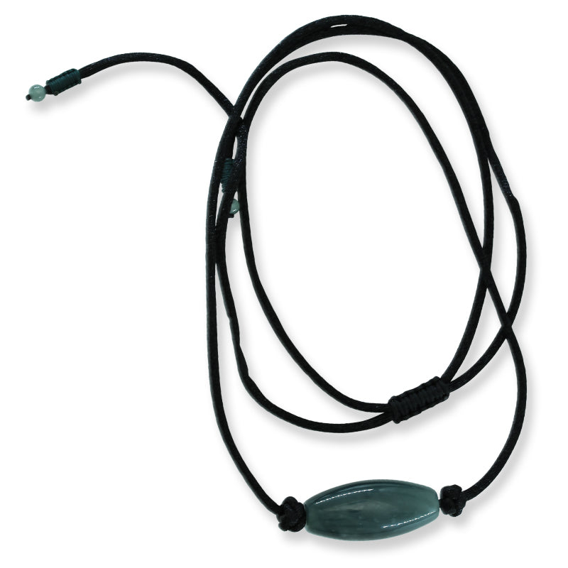 Elongated Barrel Pendant on Cord | Guatemalan Jade for Men